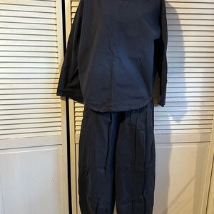 Free People Navy Relaxed Top and Wide Leg Pants Set